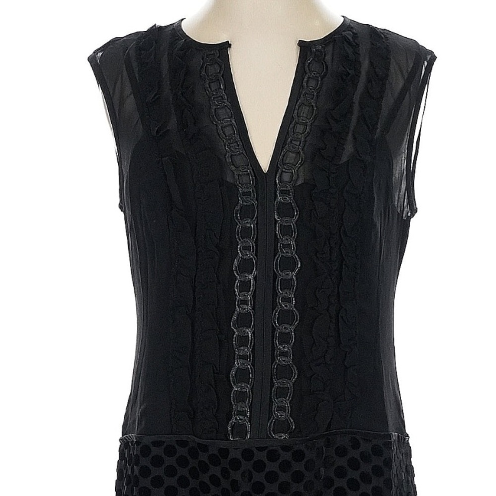 Vintage Nanette Lepore Silk Whimsigoth Black Polka Dot Mesh Goth Dress Size 4 - Picture 2 of 9